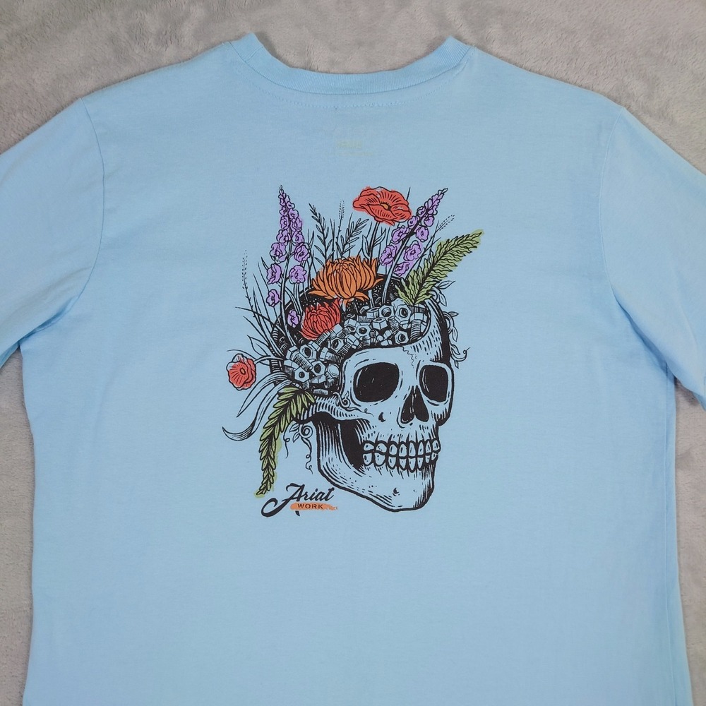 Ariat Work Rebar T-Shirt Womens S Roughneck Graphic Cotton Blue Pocket 10043848